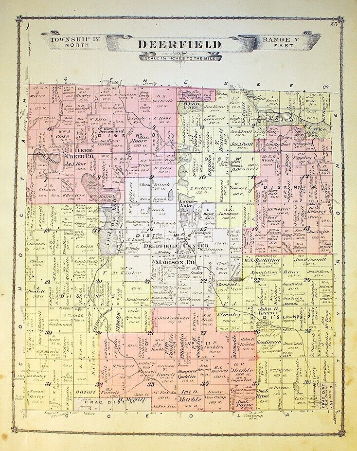 Deerfield Twp - 1875 Plat Map (newer photo)